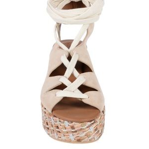 SEE by Chloe Cute Suede & Woven Wedge Sandals